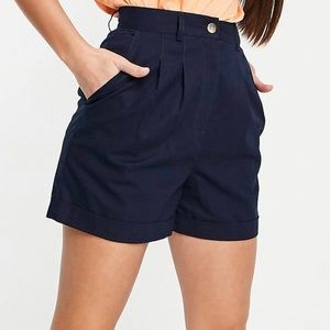 Navy Blue High Waisted Shorts